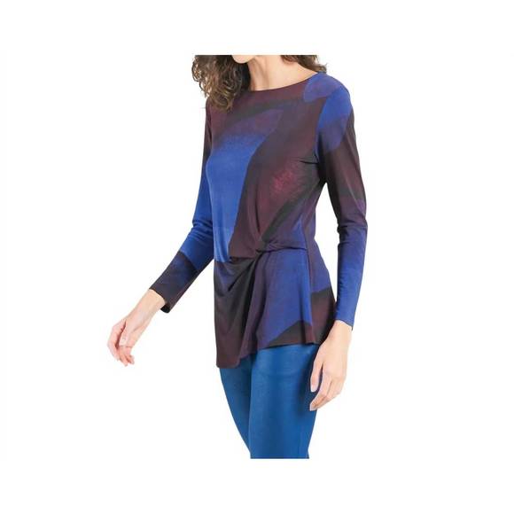 NEW CLARA SUNWOO side twist tunic top in purple multi - Picture 2 of 5